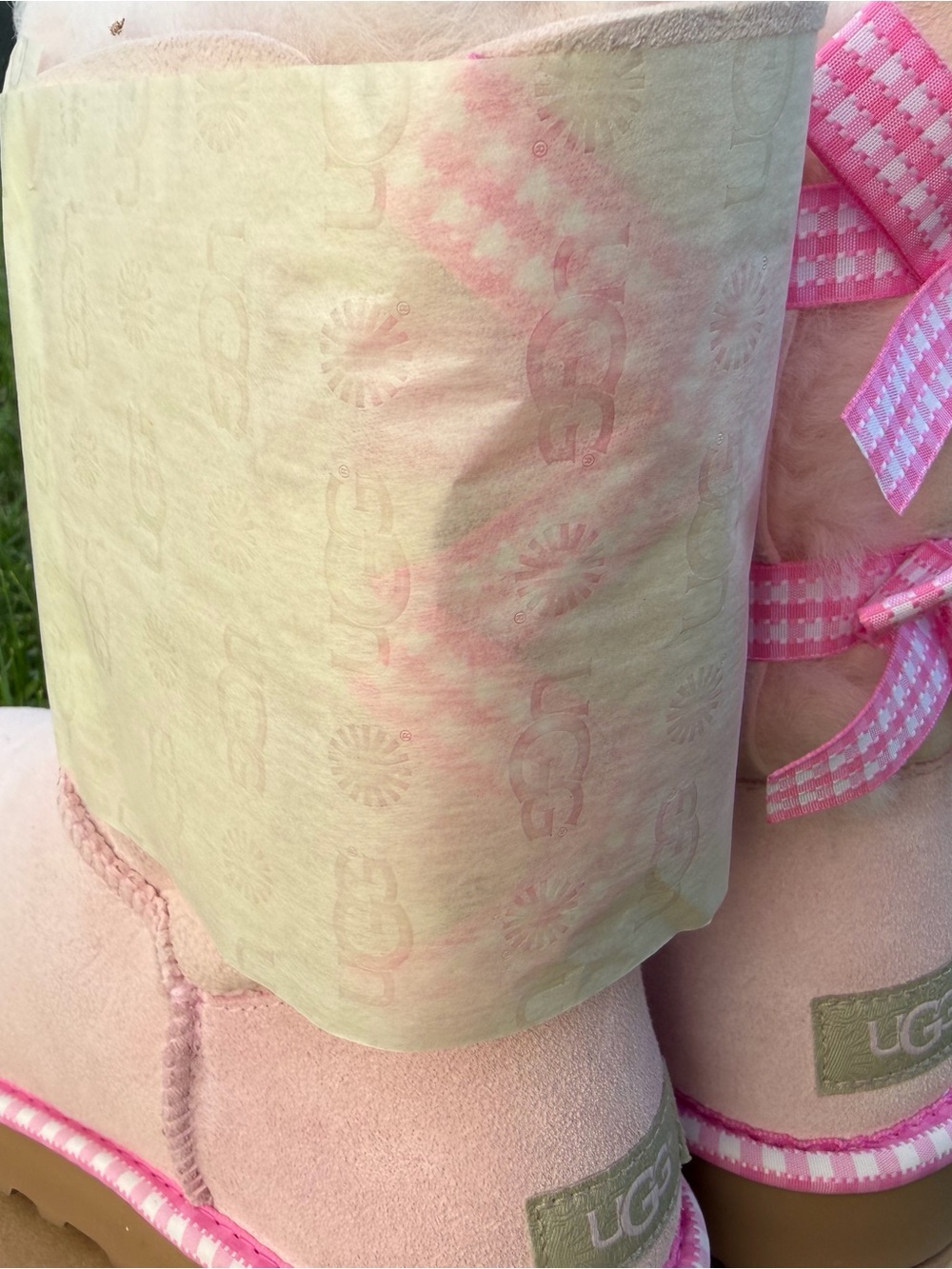 UGG Pink Plush Back-Bow Boots - Picture 7 of 7